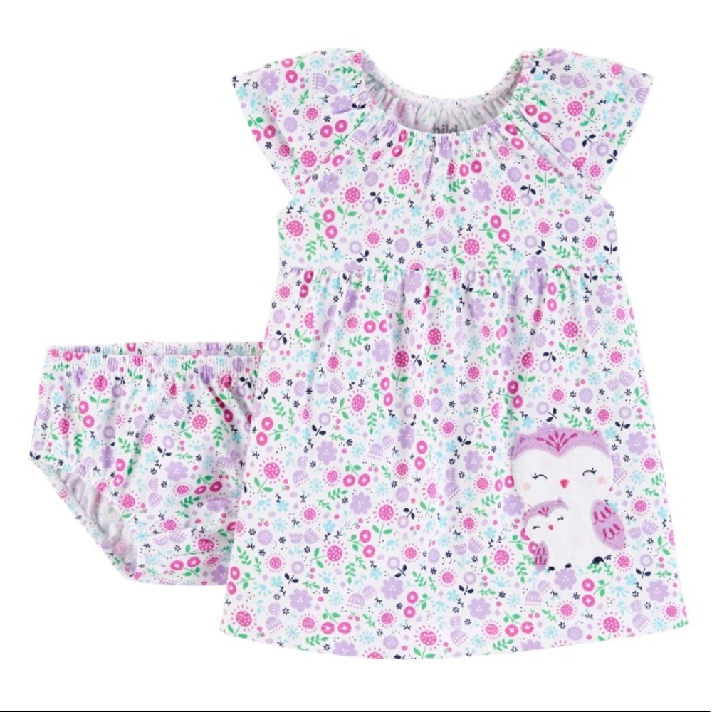 Girl’s Owl Dress with Diaper Cover Size 18